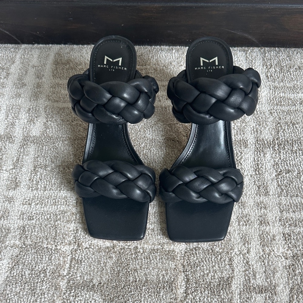 Marc Fisher Black Double Braided Sandals